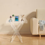 Clear Acrylic Folding Tray Table, Modern Side End Table with Handles,Kitchen and Bar Serving Table, 23.62x20.08x13.78 Inch