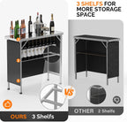 Bonnlo Folding Portable Bar Table, Mobile Bar Table for Events, Party, Camping, Picnic, Tradeshow, Indoor with Black Skirt 39 "L x 34" H