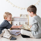 3 Sprouts Double Sided Baby Bookshelf - Portable Book Shelf for Kids Rooms - Ideal Toddler Book Storage - Nursery Bookshelf - Small Bookshelf for Child's Room - Book Organizer - Gingham Beige