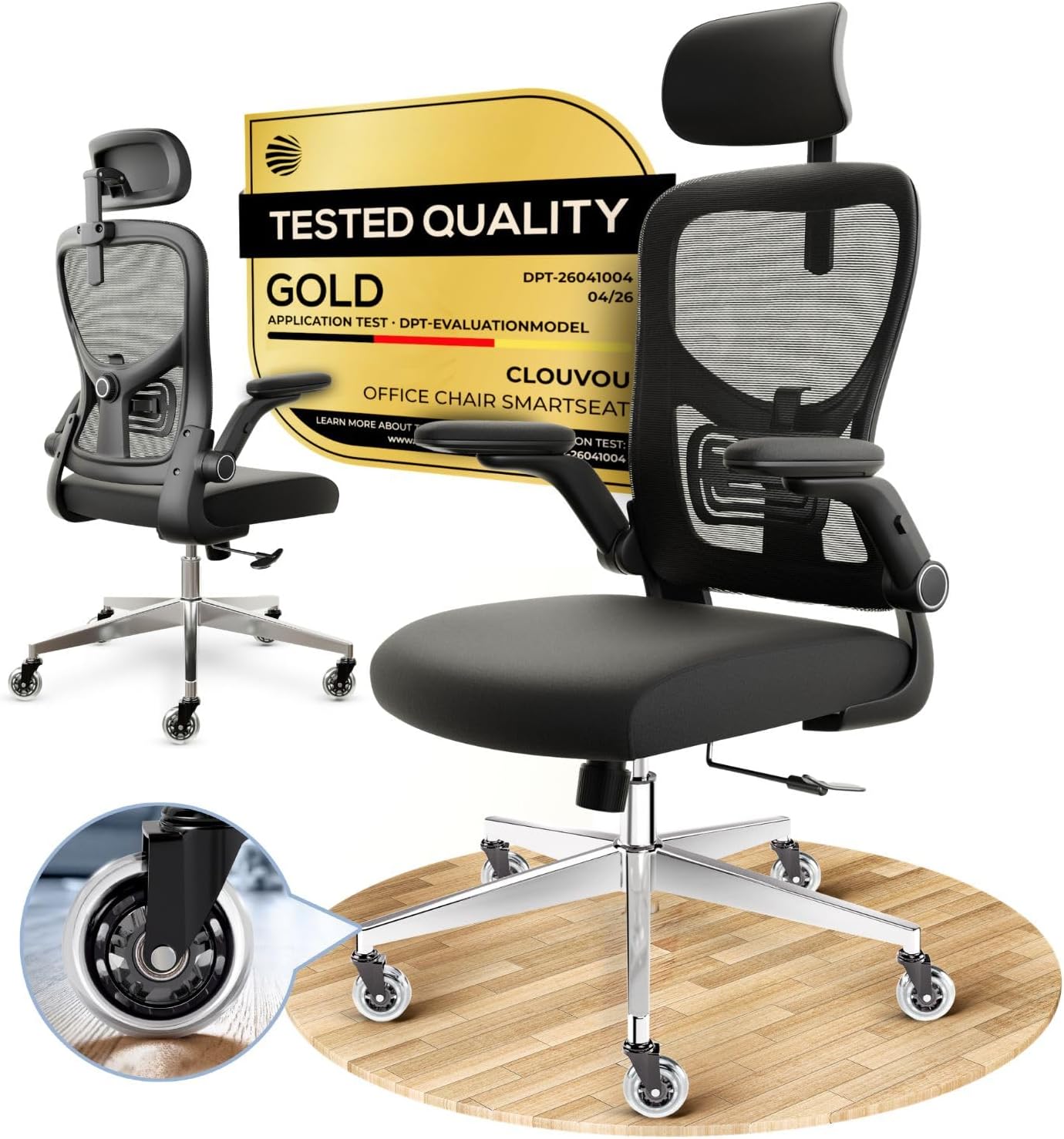 SmartSeat Ergonomic Office Chair Comfy [#1 in Tests] Ergonomic Chair with Breathable Mesh Back | Computer Chair with wheels | Home Office Desk Chair with 3D Headrest | Swivel Chair for 330 lbs