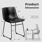Dining Chairs Set of 6, 18 Inch Kitchen Chairs with Back, Faux Leather Armless Dining Room Chairs with Metal Legs for Home, Bistro Coffee Shops (Black)