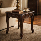 Traditional Dark Cherry Wood End Table with Claw Feet Ornate Vintage Side Table for Living Room Bedroom Sofa Side Accent Table Classic Furniture