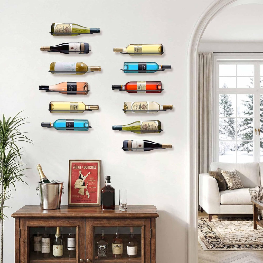 AQAREA Wall Mounted Wine Rack: Metal Wall Wine Bottle Holder - for Wine Cellar Home Kitchen Bar Decor - 8Pcs