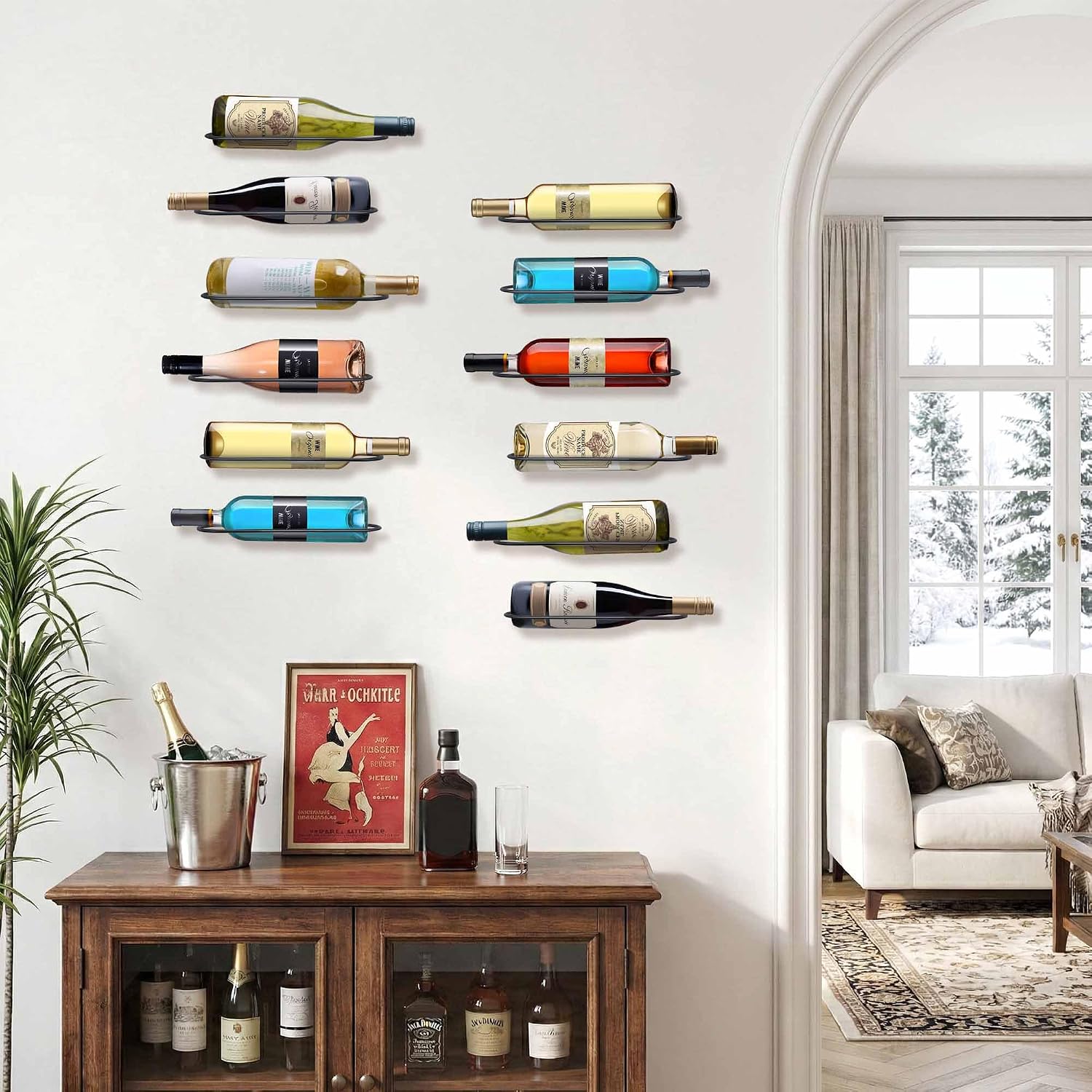 AQAREA Wall Mounted Wine Rack: Metal Wall Wine Bottle Holder - for Wine Cellar Home Kitchen Bar Decor - 8Pcs