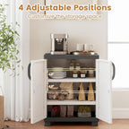 Giantex Storage Cabinet with 2 Doors and Adjustable Shelves, Modern Plastic Base Garage Organizer, Floor Sideboard for Kitchen, Dining Room, Bathroom (Wide-29"x19"x37",White+Grey)