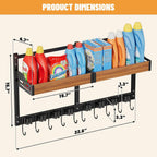 Broom and Mop Organizer Wall Mount, 2 pcs | Wall Hanging, Cleaning Supplies Organizer, Storage Shelf and Hooks, For Laundry Room Garage Kitchen