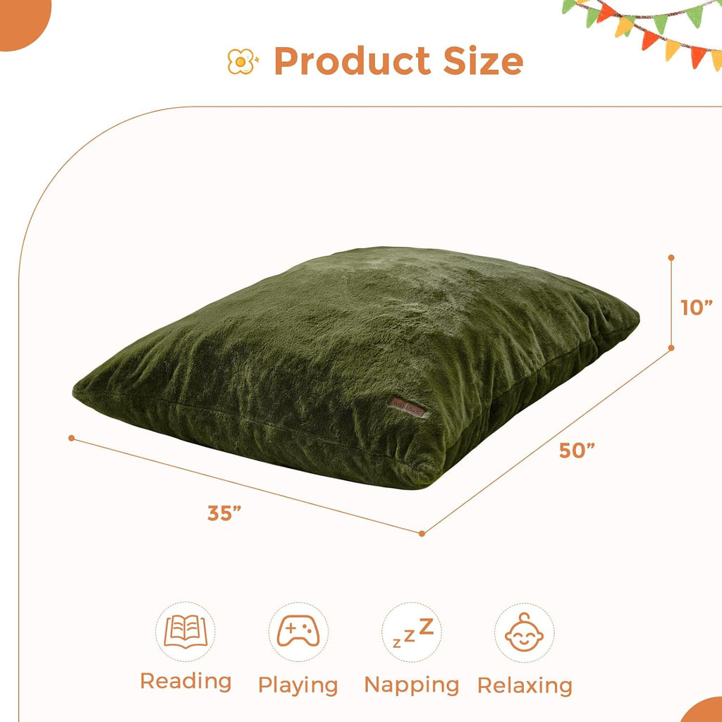 MAXYOYO 3 in 1 Kids Bean Bag Chair, Child Floor Sofa for Gaming, Reading, Faux Fur Floor Couch with High-Density Foam Filling for Living Room Bedroom