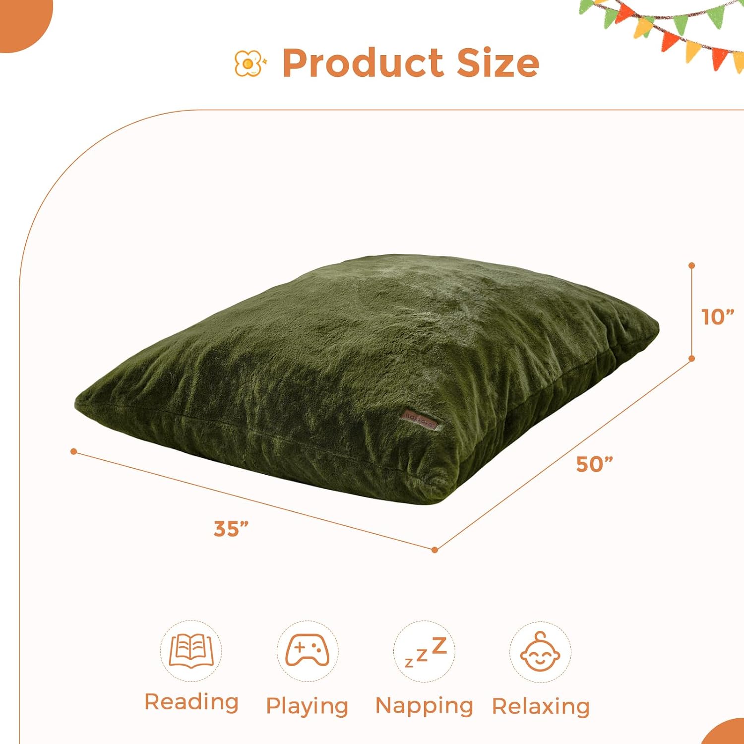 MAXYOYO 3 in 1 Kids Bean Bag Chair, Child Floor Sofa for Gaming, Reading, Faux Fur Floor Couch with High-Density Foam Filling for Living Room Bedroom