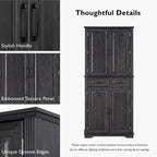 71.2" Tall Kitchen Pantry Cabinet, Farmhouse Wood Pantry with 4 Doors and 2 Drawers Freestanding Cupboard Storage Organizers for Home Kitchen Dining Room, Black