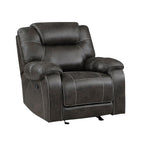 Lexicon Manual Glider Recliner Chair, Polished Microfiber Upholstered Manual Tab Pull Reclining Nursery Chair for Living Room, Pillow Top Armrest, Padded Headrest, Easy Assembly, Chocolate