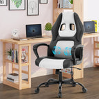 Gaming Chair Massage Office with Lumbar Support Headrest, Ergonomic Desk Padded Armrest, PC Racing Style Computer Chair, Modern Rolling Swivel White, 19.3 x 18.1 45.7 inches