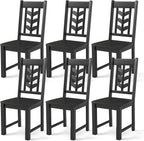 NAFORT Wood Dining Chairs Set of 6, Black Kitchen Chairs, Solid Rubber Wood Chair with Non-Slip Foot Pads, Max Load of 430 Lbs, Farmhouse Seat High Chevron Back Dining Room Chairs