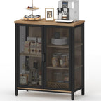BON AUGURE Coffee Bar Cabinet with Storage for Home Kitchen, Rustic Liquor Cabinet for Entryway, Small Industrial Buffet Sideboard Cabinets for Dining Room (Vintage Oak)