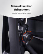 LiberNovo SE Dynamic Ergonomic Office Chair, Comfy Desk Chair with Manual Lumbar Adjustment, 105°-160° Five Lockable Recline Positions for Back Comfort, Home Office Long Hours Use, Obsidian, 48cm
