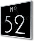 Personalized Modern Outdoor Address Plaque - Custom House Number Sign - Square - Black with Silver Numbers (8 x 8 inches)