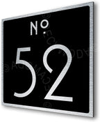 Personalized Modern Outdoor Address Plaque - Custom House Number Sign - Square - Black with Silver Numbers (8 x 8 inches)