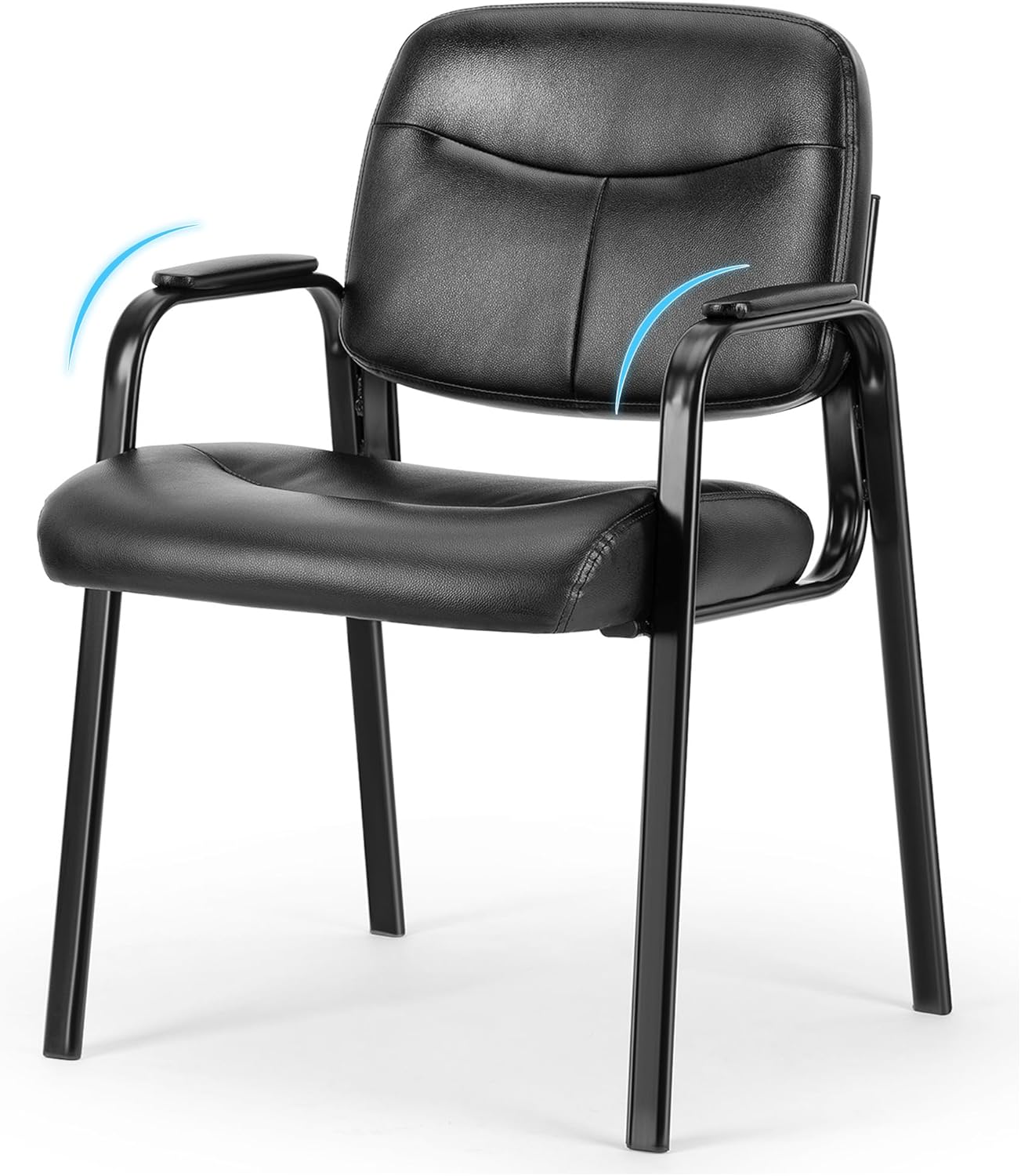 HealSmart Office Reception Guest Chair with Leather Padded Arm Rest for Waiting Room, Lobby Home Desk Table Side Chairs for Elderly, Seniors, Black
