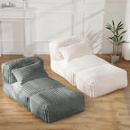 Big Bean Bag Lounger Sofa with Pillow, Large Bean Bag Chairs for Adults, Oversized Beanbag Sofa, Comfy Bean Bag Couch with Memory Foam Filled for Living Room, Bedroom, Gray