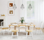 chairus White Windsor Dining Chairs Set of 2, Farmhouse Wooden Dining Room Chairs with Spindle Bow Back, Modern Cottage Oak Side Kitchen Chairs