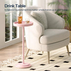 HOOBRO Small Round Side Table, Drink Table, Coffee Martini Table with Pedestal Accent for Small Spaces in Living Room, Bedroom, Sofa Couch, Pink KK168BZ01