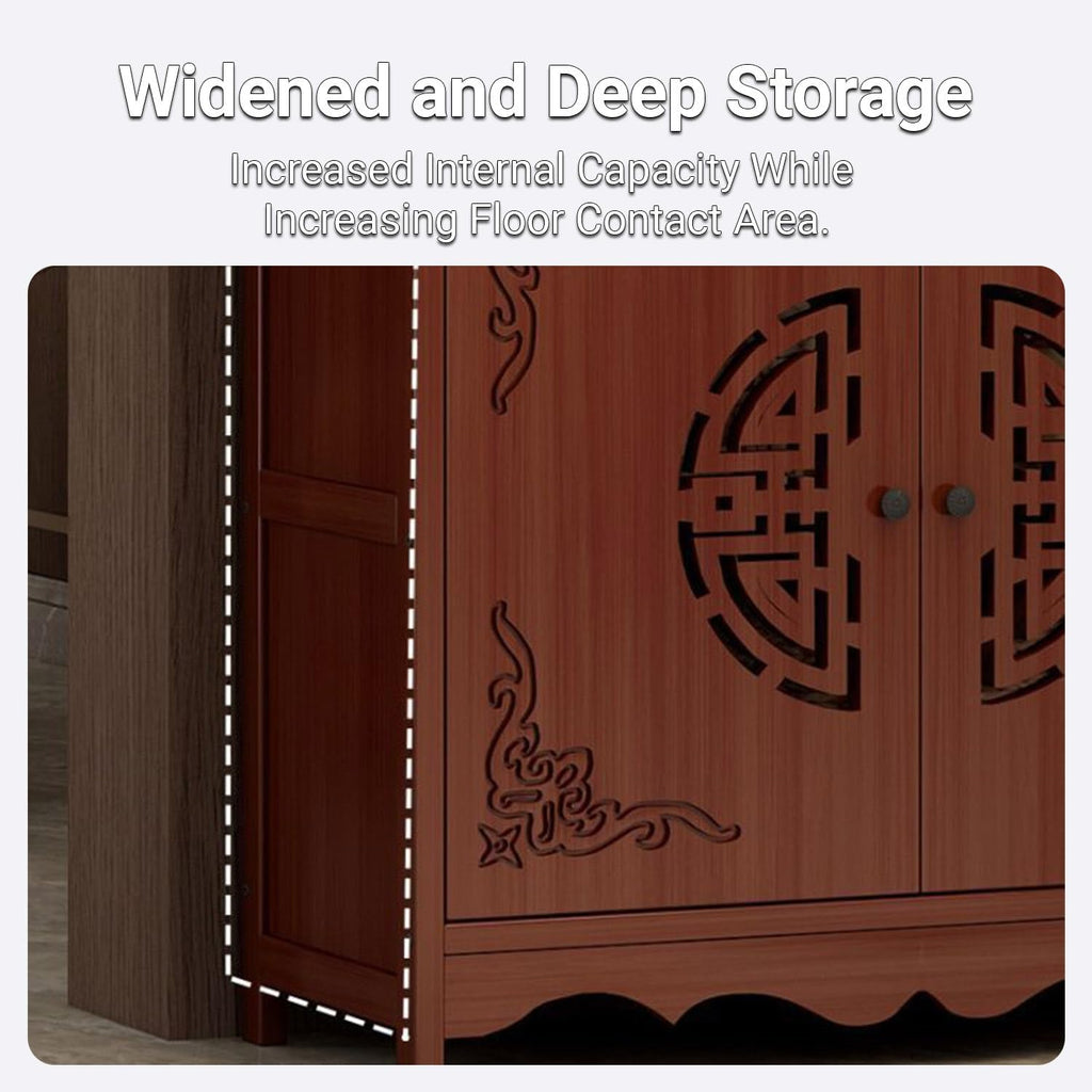Altar Cabinet, Pooja Cabinet, Thick Bamboo Altar Table, Personal Meditation Temple for Temples and Homes, Meditation Shrine with Drawers & Storage(Style A,53cm/20.8in)