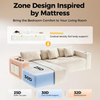 CAMMOO 108" Boneless Couch in One Box, Cloud Couches for Living Room, Beige | Compressed in One Box, Corduroy Boneless, Deep Seat, 4 Storage Pockets, L-Shaped Modular