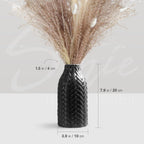 STHIE Black Embossed Ceramic Vase, 8 Inch Decorative Vase for Home Decor, Watertight Vase for Fresh or Dried Flowers, Boho Farmhouse Table Centerpiece