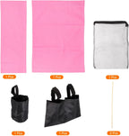 PATIKIL Director Chair Accessories Set, 5in1 Set Makeup Chair Canvas Replacement Kit and Portable Side Storage Bags, Hanging Mesh Bag, Pink