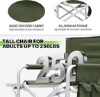 Magshion Tall Director Chair for Vendors & Makeup Artists, 31" Seat Height, 250 lbs Capacity, Portable Folding Chair w/Side Table, Side Pocket & Cup Holder for Booths, Craft Fairs, Camping, Dark Green