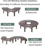 Tree Bench Wrap Around Park Seating Slatted Seat,Wooden Curved Benches,for Garden,Lawn,Patio & Backyard