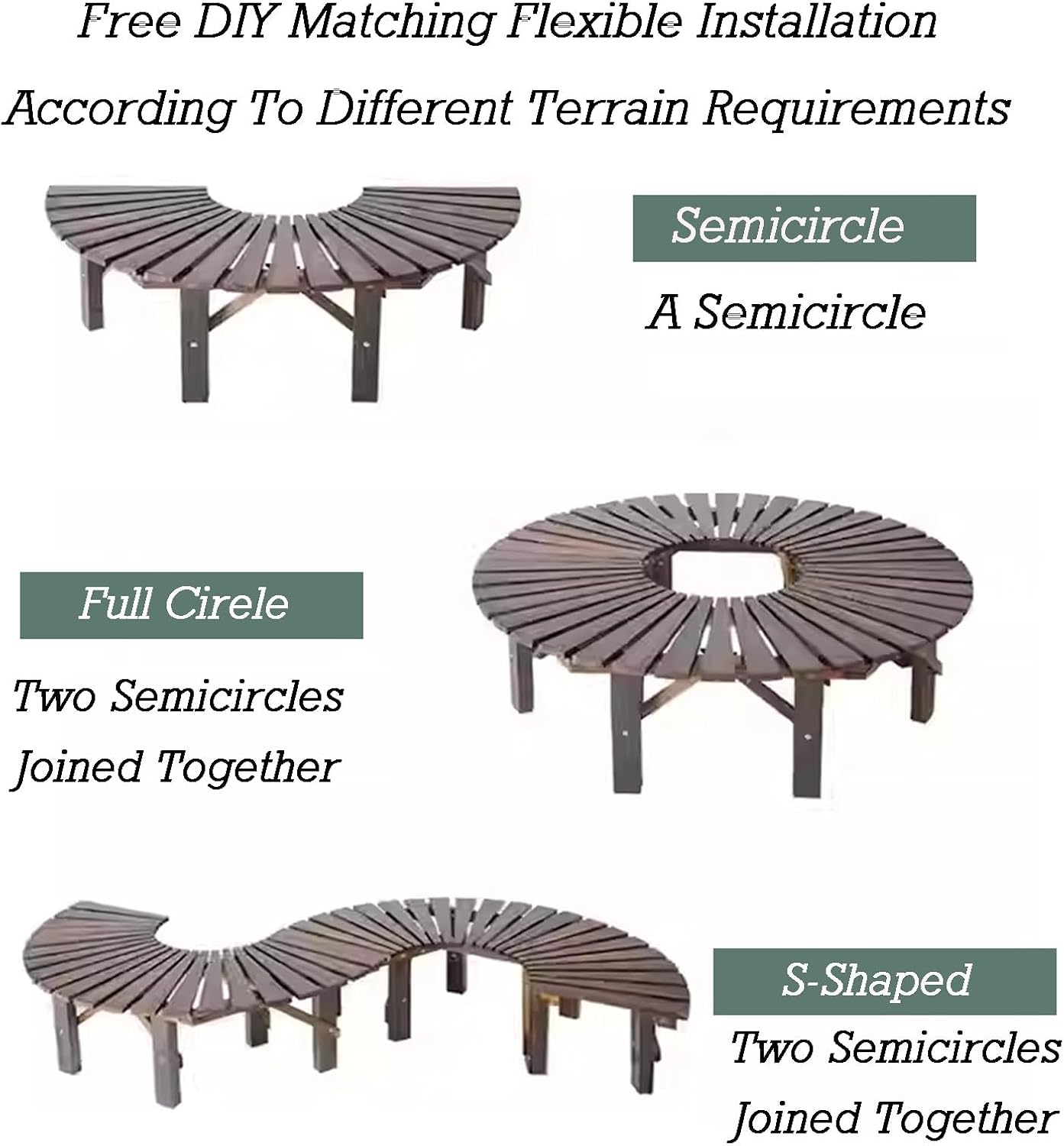 Circular Wooden Patio Wrap Seat Chair,Tree Bench Wrap Around Tree Bench,for Garden,Lawn,Patio,Backyard
