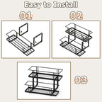 Invech 8 Bottle Capacity Coffee Syrup Organizer, 2 Tier Coffee Syrup Rack for Kitchen Coffee Bar, Metal Wine Rack for Family & Bar Countertop