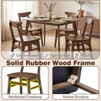 Giantex 5-Piece Dining Table Set for 4, Mid-Century Modern Kitchen Table and Chairs Set with Solid Rubber Wood Frame, Wooden Dinette Set for Small Space, Dining Room, Breakfast Nook
