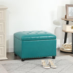 Joveco Leather Storage Ottoman, 24" Rectangle Tufted Upholstered Bench, Foot Rest Stool with Wood Legs, Footstool for Living Room, Bedroom