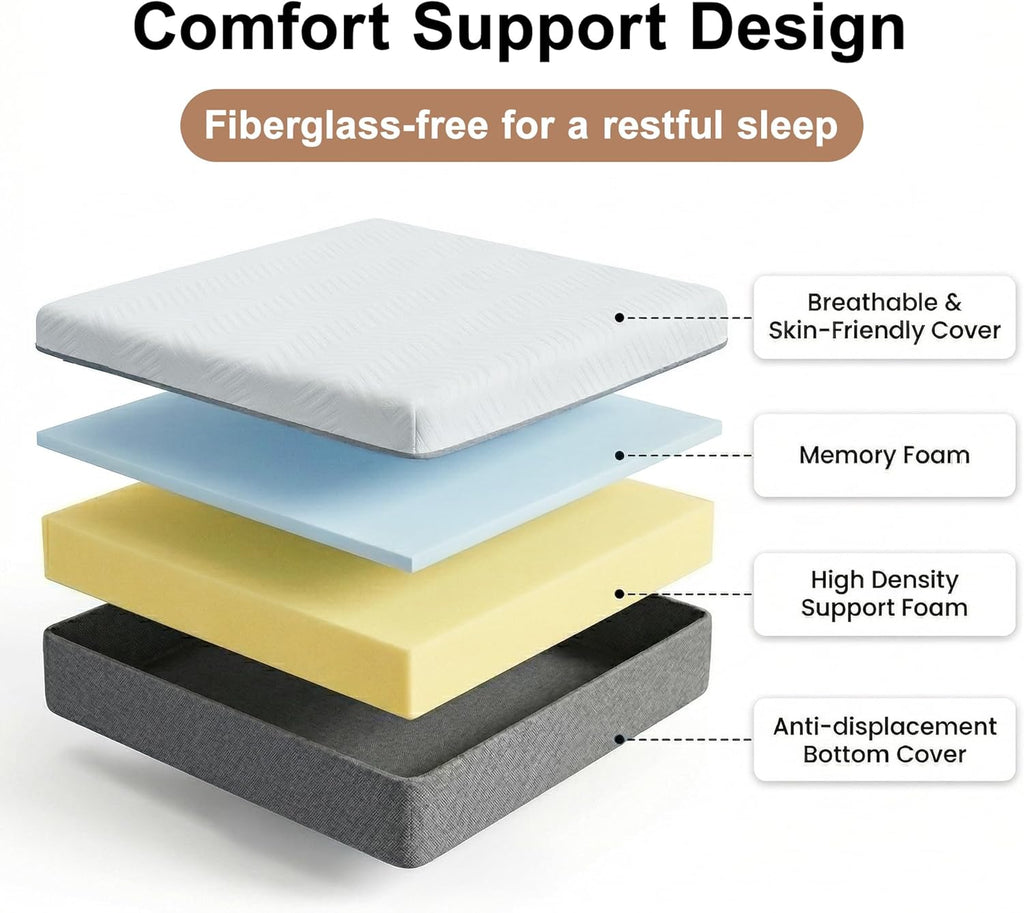 8 Inch Twin Mattress, Memory Foam Twin Size Bed Mattress in a Box, Soft and Comfortable, Pressure Relief, Medium Firm, CertiPUR-US Certified, Fiberglass Free