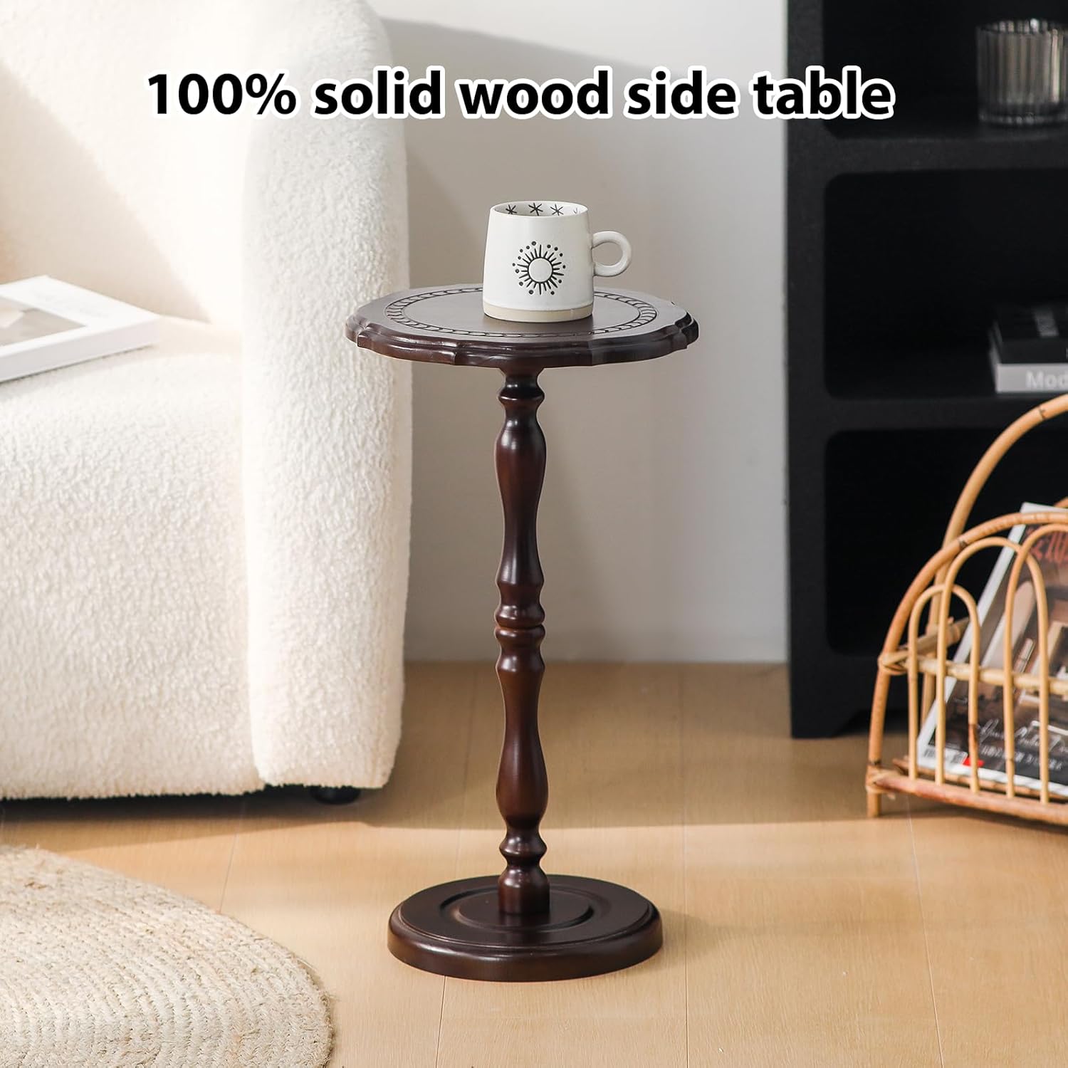 Round Side Table,Countertop Organizer,Vintage Metal Spice Rack, Multi-Purpose Bathroom Counter Organizer,Small Drink Table for Small Spaces