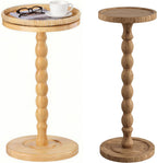 Small Side Table, Rubberwood‌ Drink Table Rattan Round Side Table, Rubberwood‌ Small Drink Table