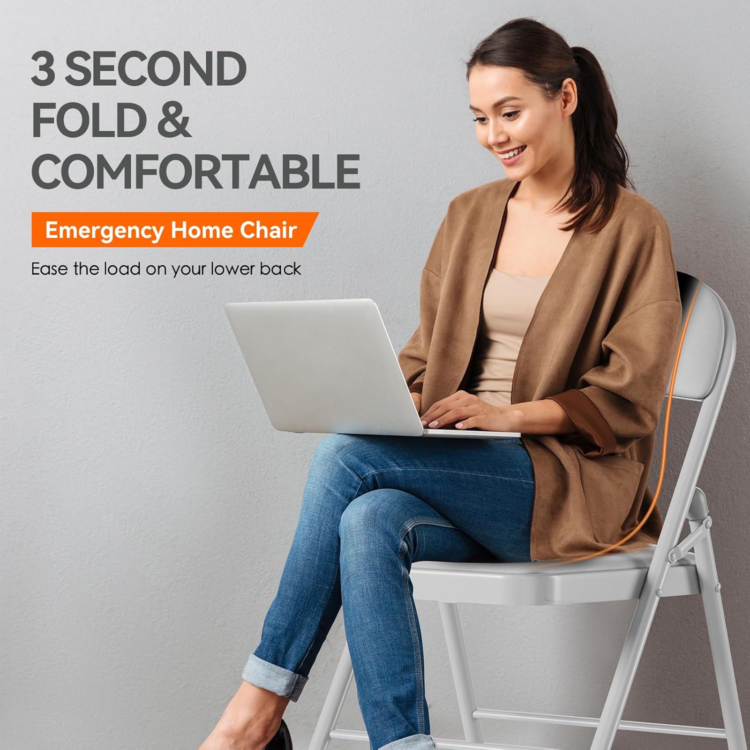 1 Pack Folding Chairs with Cushion Padded - Metal Chairs w/Comfortable Seats and Durable Steel Frame Foldable Chair for Indoor Outdoor Wedding, Party, Backyard & Office Events (White, 1 Pack)