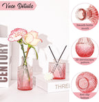 36Pcs Valentine's Day Bud Vases Set Small Vintage Glass Bottles Pink Bud Vases in Bulk Multiple Shape Cute Glass Vases for Rustic Wedding Centerpieces Table Decorations and Home Decor(Pink)