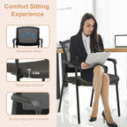 CLATINA New Classic Reception Guest Chair with Mesh Back and Armrests, Ergonomic Stacking Chair with Thickened Seat Cushion for Office Conference Waiting Room, Black (1 Pack)