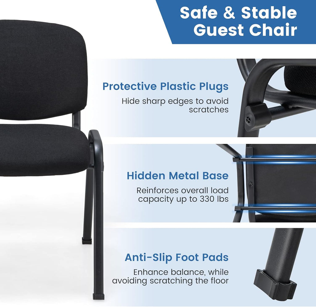 Giantex 12-Pack Conference Chair Set - Stackable Guest Chair with Metal Frame, Padded Cushion, Stacking Reception Chair, Lobby Chairs Set of 12, Stackable Chairs, Office Waiting Room Chair, Black