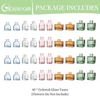 Glasseam Mini Bud Vases in Bulk 40: Colored Small Flower Vases for Centerpieces, Cute Tiny Glass Table Centerpiece for Flowers - Modern Wedding Decorations for Living Room Kitchen Baby Showers