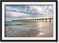 Pensacola Beach Pier Framed Print | Florida Gulf Coast Fishing Seascape Coastal Emerald Ocean Landscape Photography Wall Art Decor (20" x 30", 1" Mat)