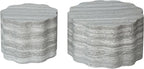 23.6''+26.7'' Set of 2 Faux Mars Pattern Round Coffee Tables, Modern Mini Side Tables Accent End Table for Apartment, Office, Living Room, (Beige Grey)