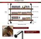 Large Wine Rack with LED Light Solid Wood Wall Mounted Wine Rack, 3-Tiers Liquor Bottles Floating Shelves Display Storage Organizer for Home Bar & Dining Room (80cm/31.4in)