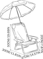 Kids Beach Chair with Umbrella, Foldable Toddler Lawn Chair with Sun Shade for Beach/Pool/Camping/Fishing, Bear Kids with Umbrella, Toddler with, Baby Cha