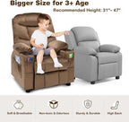 Kids Recliner, Kids Recliner Chair w/ 2 Cup Holders, Velvet Fabric Chairs Comfy w/Adjustable Backrest & 3 Pockets, Toddler Furniture Sofa for Boys Girls Aged 3+