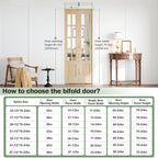 Bifold Doors for 42"×80"(Double 21inx80in) Opening, Clear Glass French Interior Folding Barn Door with Concealed Hardware Kit Included, Support DIY Dyeing, Preassembled Door, Save Space