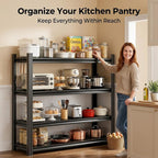 Kitchen Pantry Storage Shelves, 5-Tier Heavy Duty Metal Shelving Unit, Black Adjustable Deep Shelf Organizer for Pots, Pans, Food, and Pantry Items (5-45" W X 16" D X 71" H)
