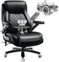 650LBS Big and Tall Office Chair with 5D Flip Arms and Thick Pocket Spring Cushion, Extra Wide Heavy Duty Office Chair & Adjustable Lumbar Support, Large High Back Computer Chair Dual Rubber Wheel